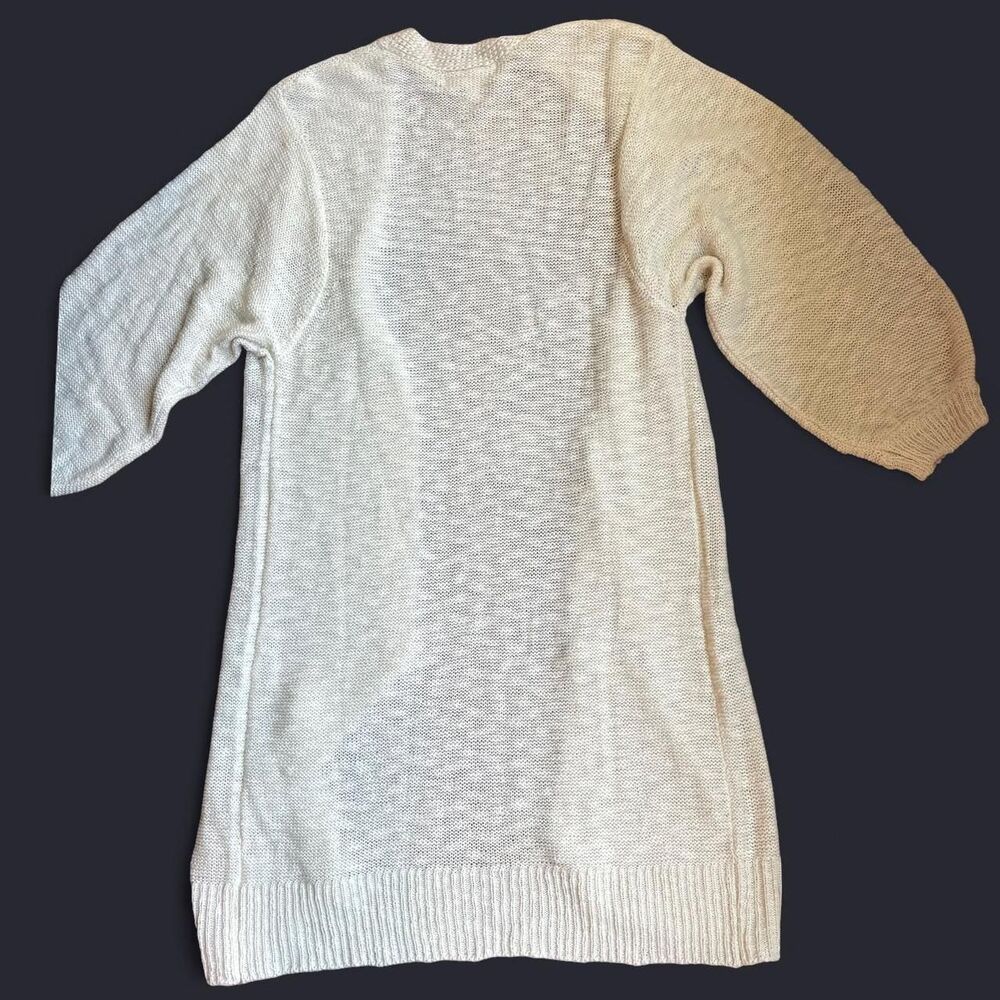 Cream Open Front Midi Length Knitted Cardigan - image 3